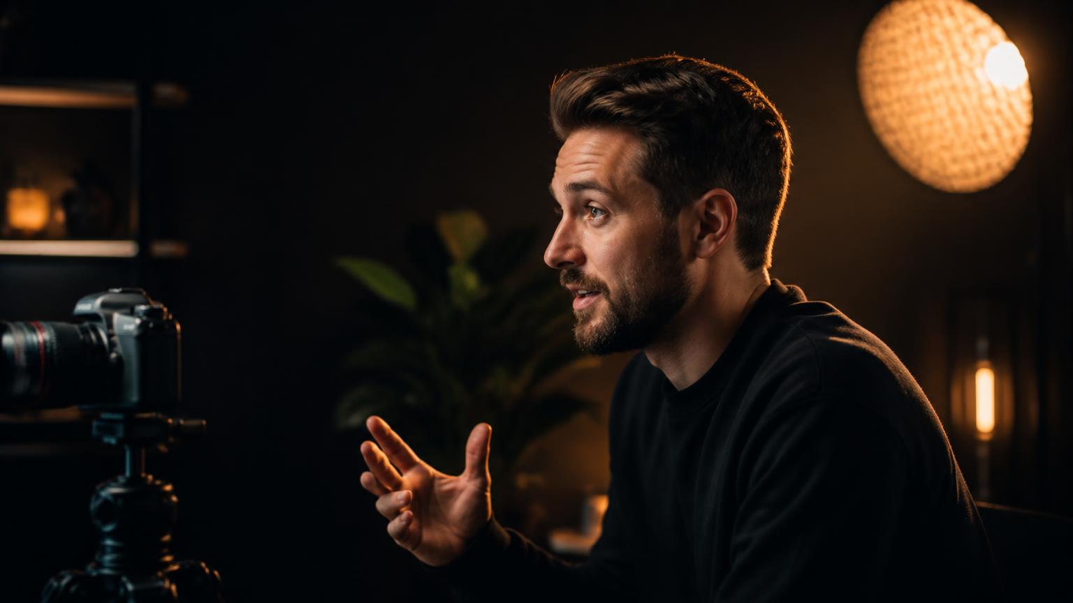 Creator filming in a studio, illustrating a finished video whose voice is replaced by MirrorVox.